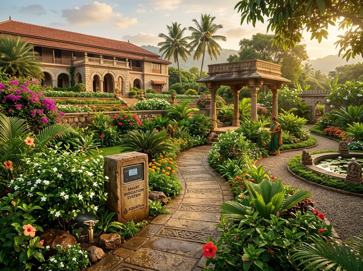 Modern smart home irrigation at a luxury estate